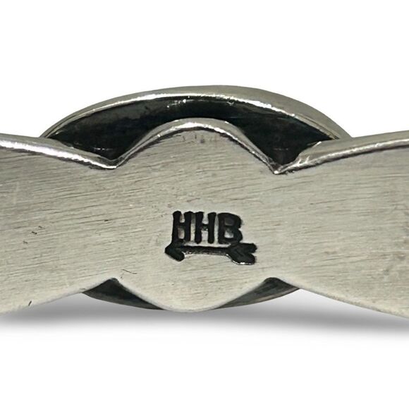 Harry H. Begay Sterling Silver Turquoise Ingot Cuff Bracelet - Picture 6 of 8